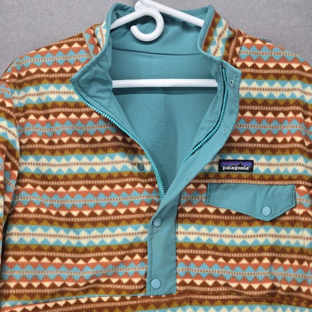 Patagonia Women's Pullover, Reversible Fleece/Windbreaker, Med/Lg, Brown/Aqua - Picture 2 of 8
